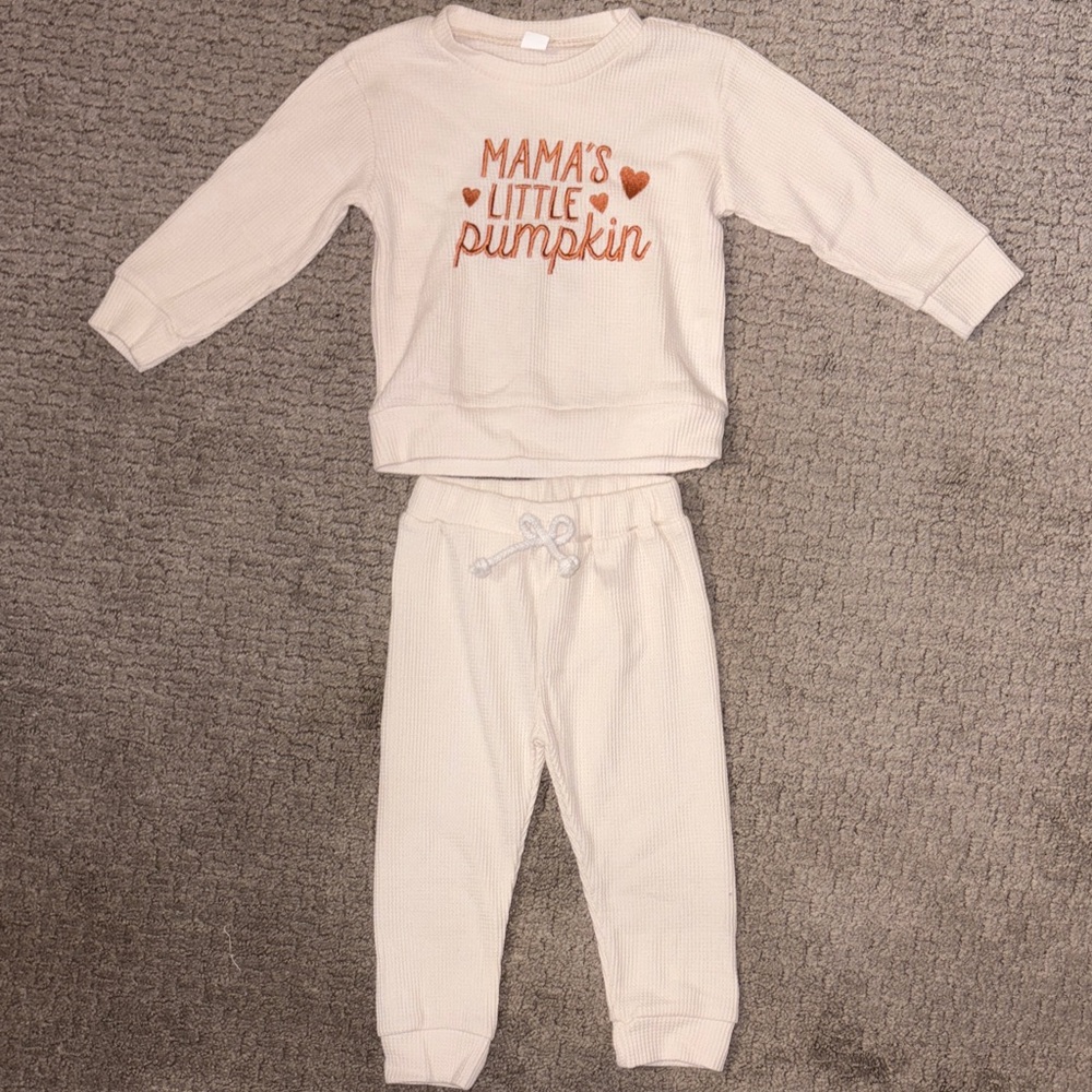 Mama's Little Pumpkin Kids Pajamas - Cream